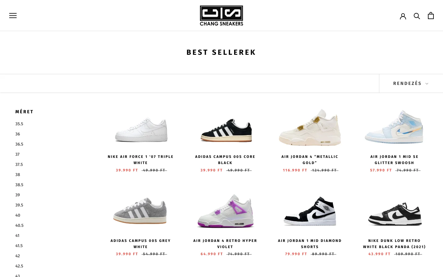 A Chang Sneakers webáruház bestseller kollekciója